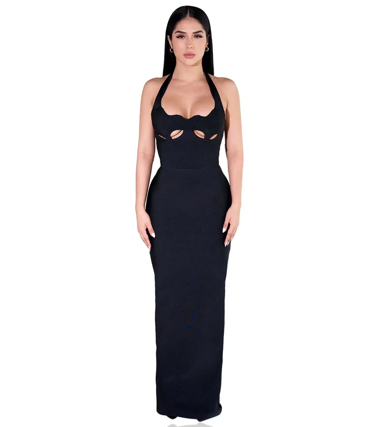 Noisette Halter Cut-Out Bodycon Maxi Dresses