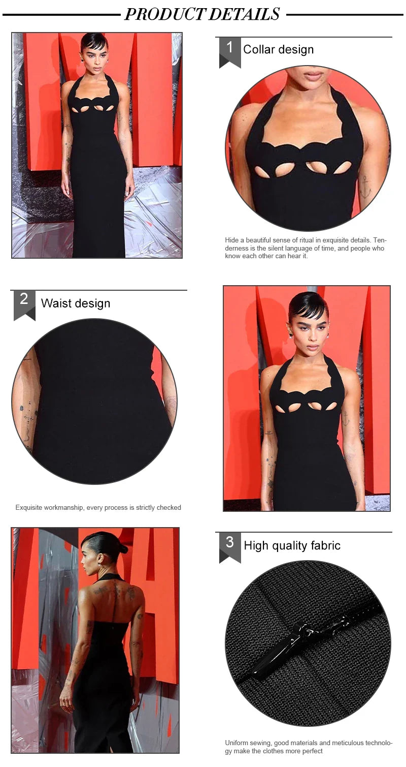 Selmori Noisette Halter Cut-Out Bodycon Maxi Dresses