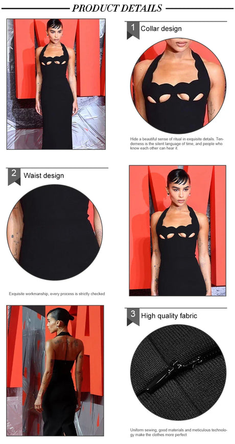 Selmori Noisette Halter Cut-Out Bodycon Maxi Dresses