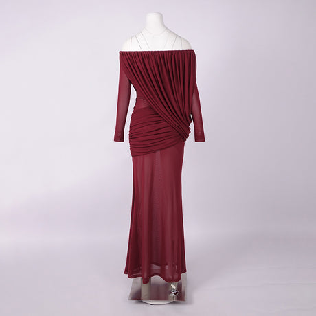 Apolline Off-Shoulder Draped Evening Maxi Dress