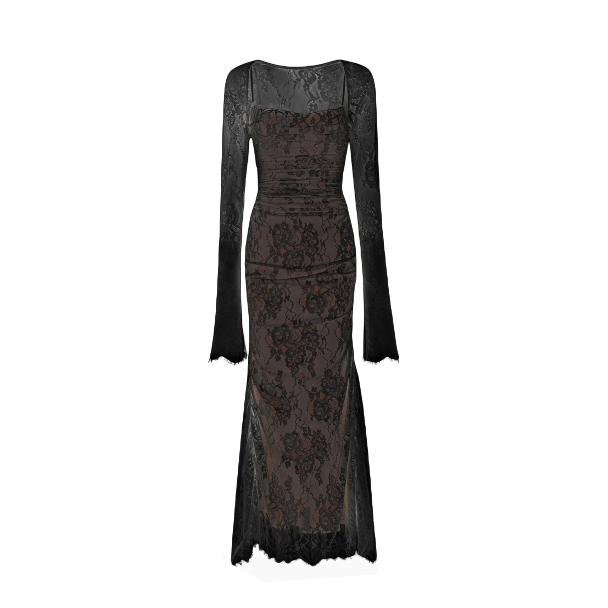 Symphonie Lace Square Neck Bodycon Maxi Dress