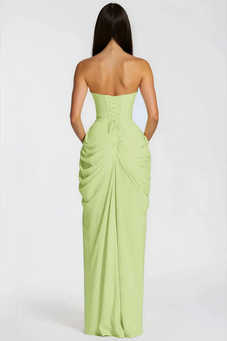 Azalée Strapless Draped High-Slit Maxi Dress