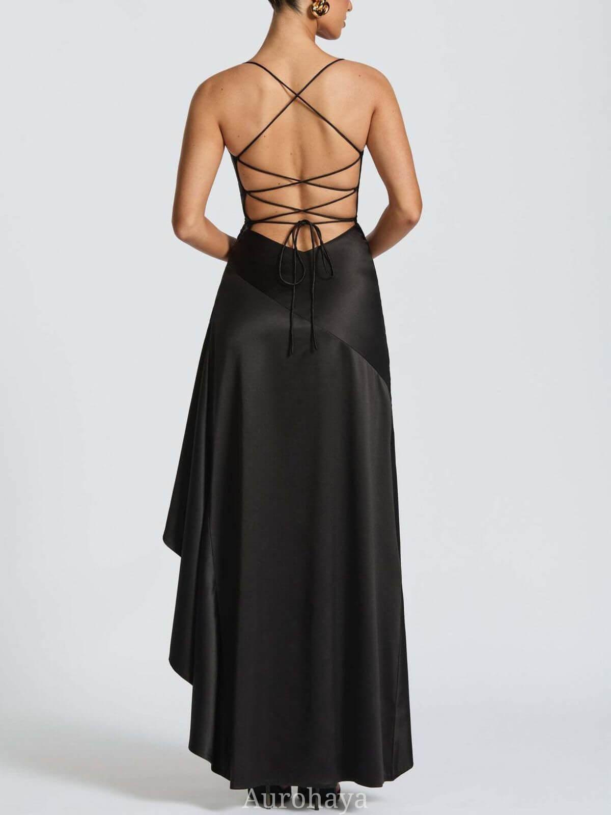 Selmori Delphine Spaghetti-Strap Ruffle Maxi Dress
