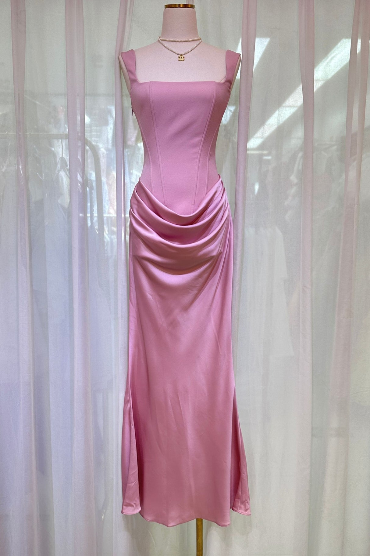 Hortense Square Neck Corset Maxi Dress