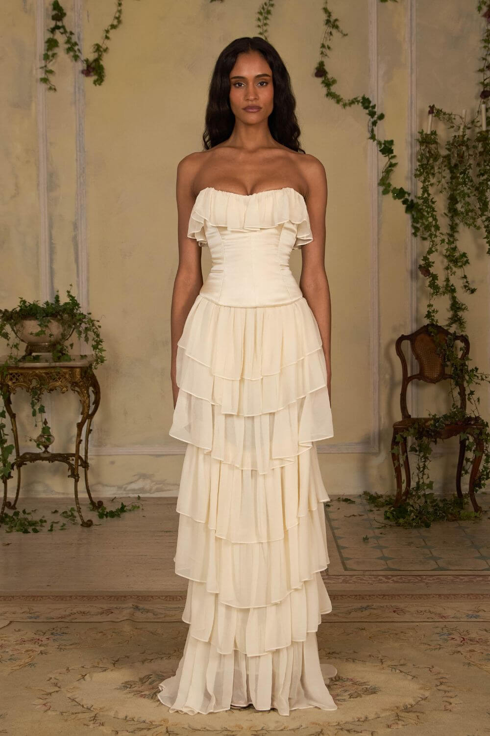 Selmori Justine Strapless Tiered Maxi Dress