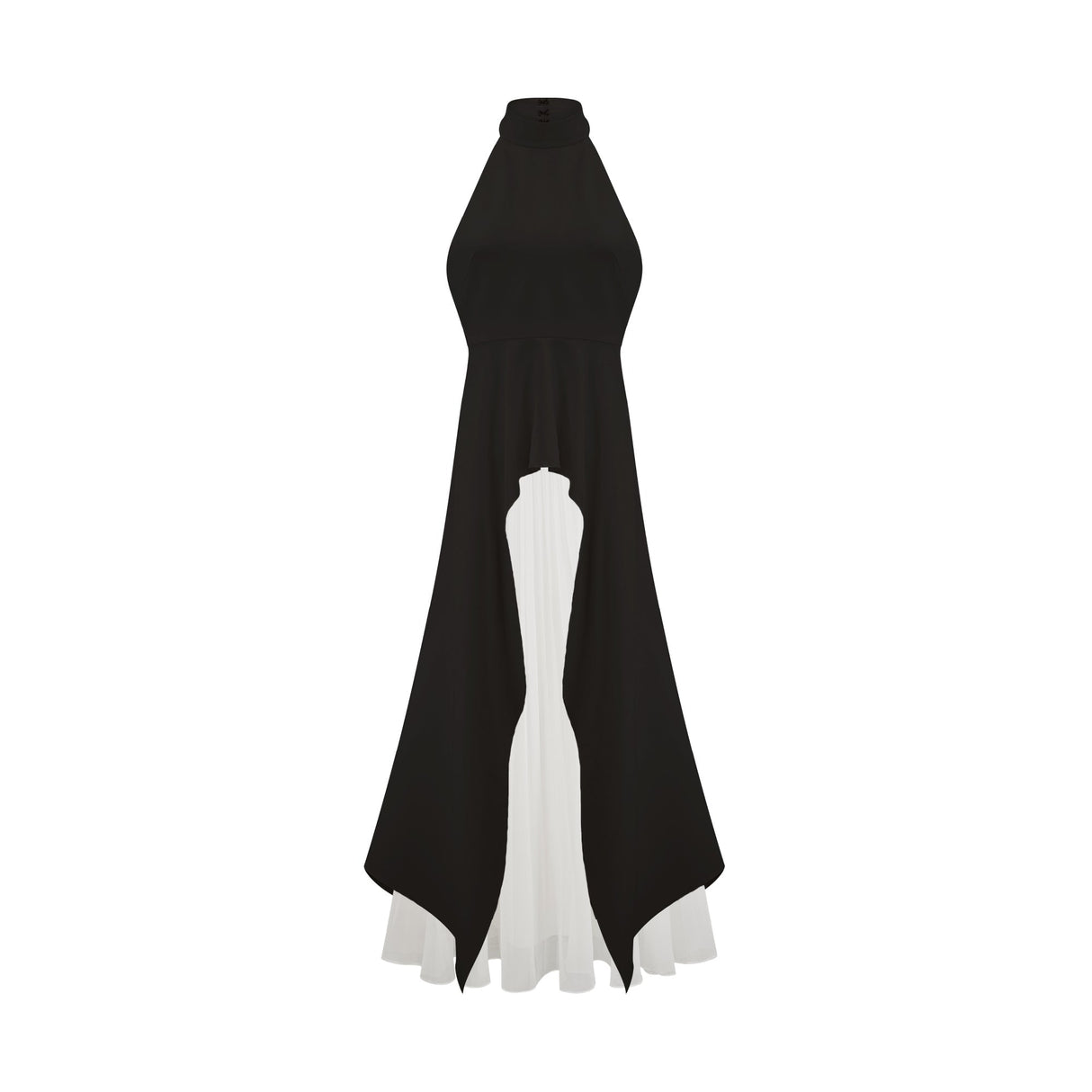 Selmori Juliette halterneck layered Maxi dress Black