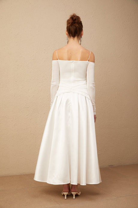 Selmori Noémie off-shoulder panelled maxi dress in White