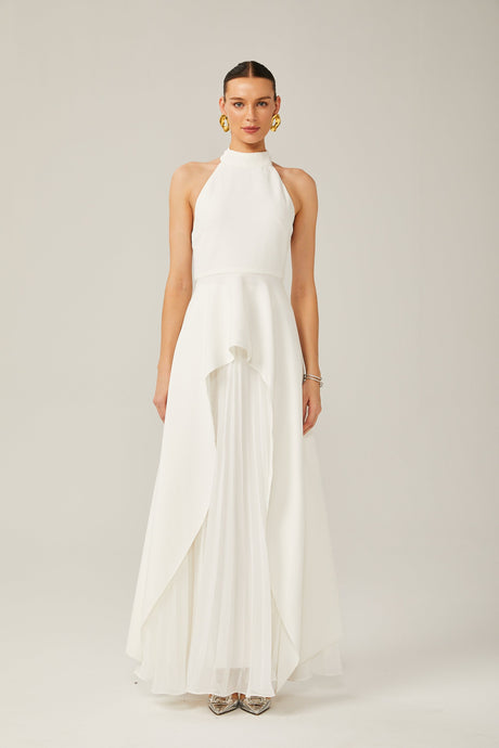 Selmori Juliette halterneck layered Maxi dress