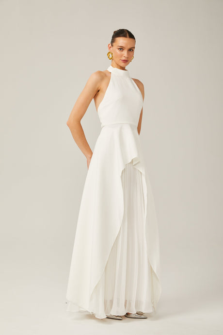 Selmori Juliette halterneck layered Maxi dress