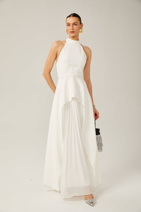 Selmori Juliette halterneck layered Maxi dress