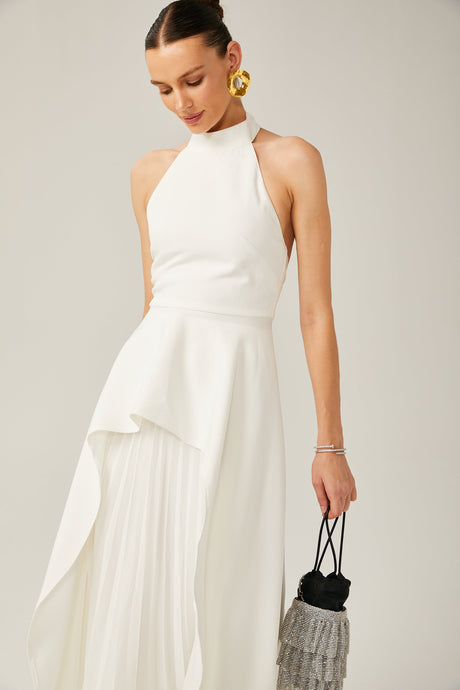 Selmori Juliette halterneck layered Maxi dress