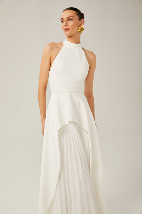 Selmori Juliette halterneck layered Maxi dress