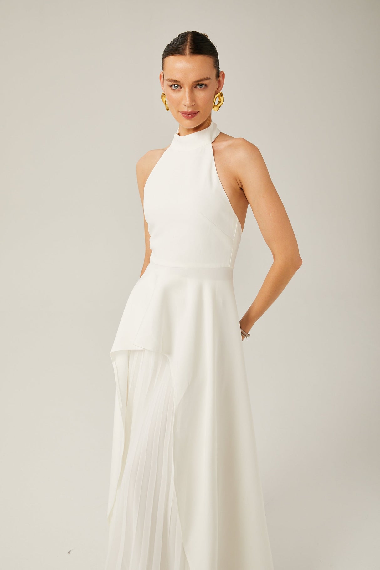 Selmori Juliette halterneck layered Maxi dress