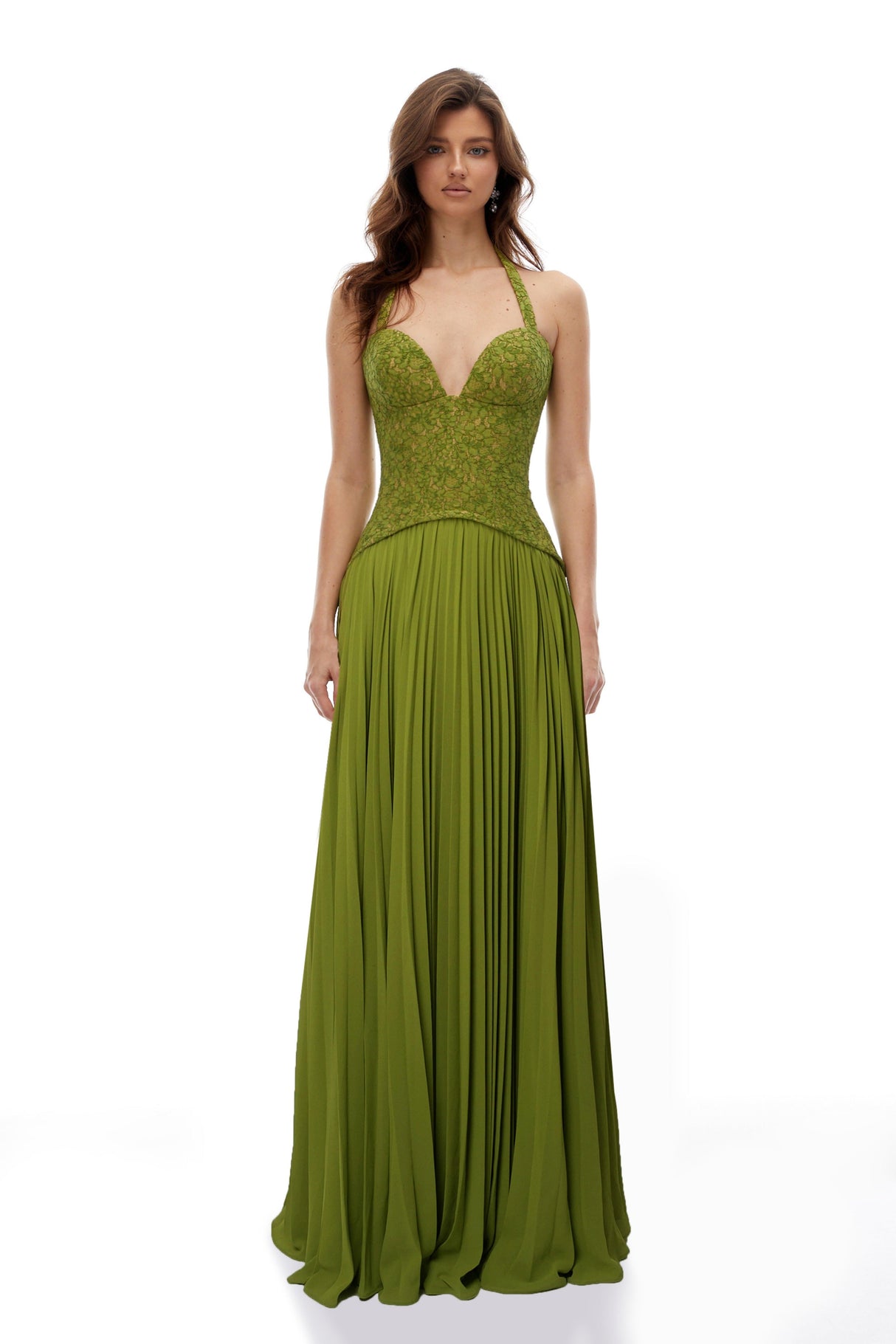Selmori Isaline Emerald Corset Maxi Dress Green