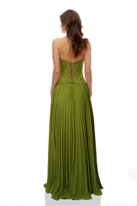 Selmori Isaline Emerald Corset Maxi Dress