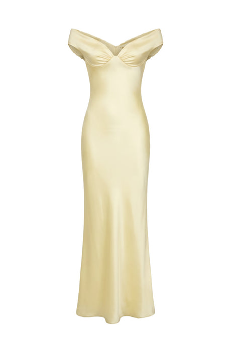 Félicité Satin Off-Shoulder Maxi Dress