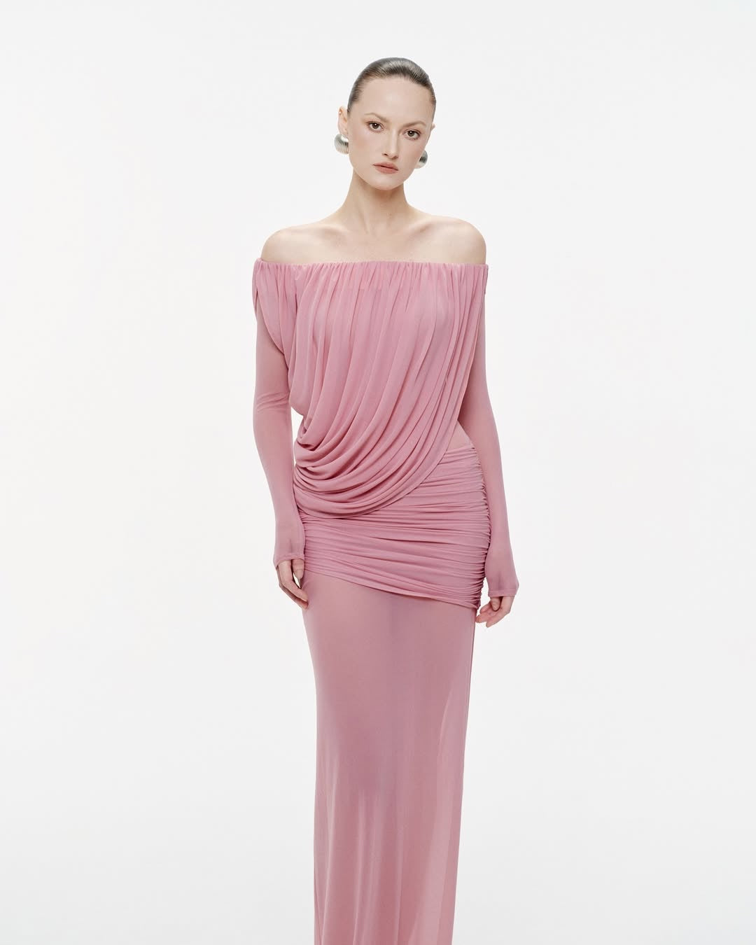 Apolline Off-Shoulder Draped Evening Maxi Dress