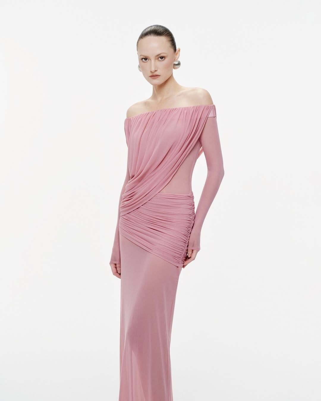 Apolline Off-Shoulder Draped Evening Maxi Dress