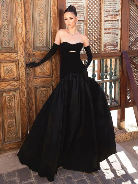 Selmori Sybille Strapless Cutout Maxi Dress