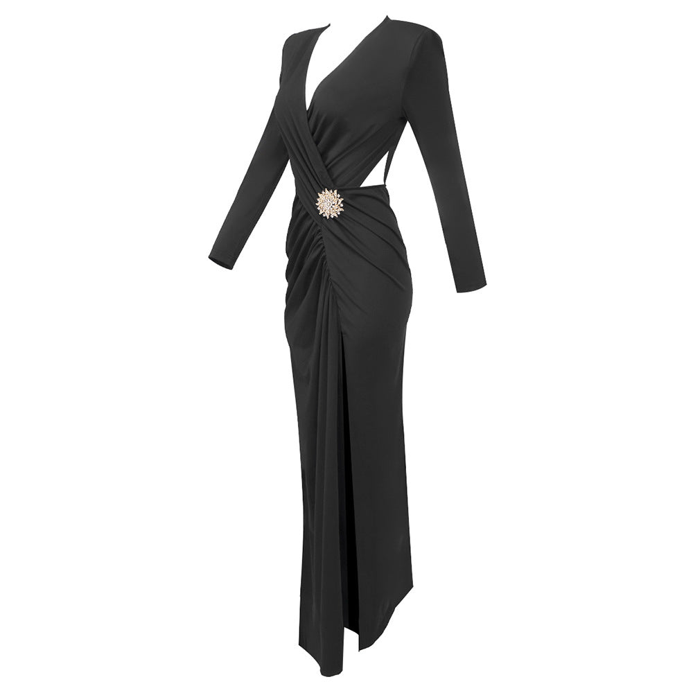 Cambria Long Sleeve Slit Maxi Dress