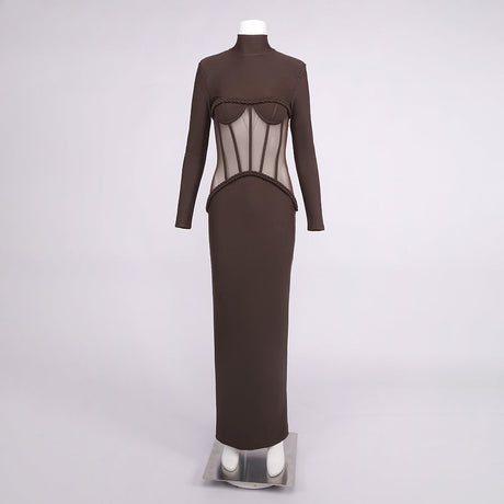 Selmori Laurence Mock Neck Corset Maxi Dress