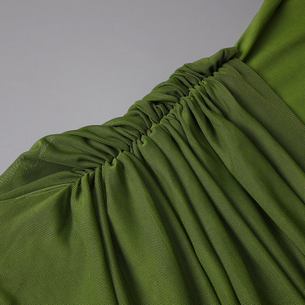 Anaëlle Draped High Neck Long Sleeve Maxi Dress