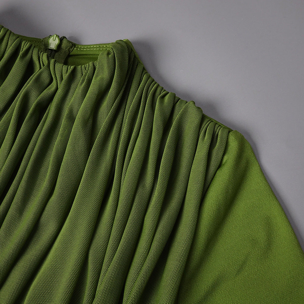 Anaëlle Draped High Neck Long Sleeve Maxi Dress