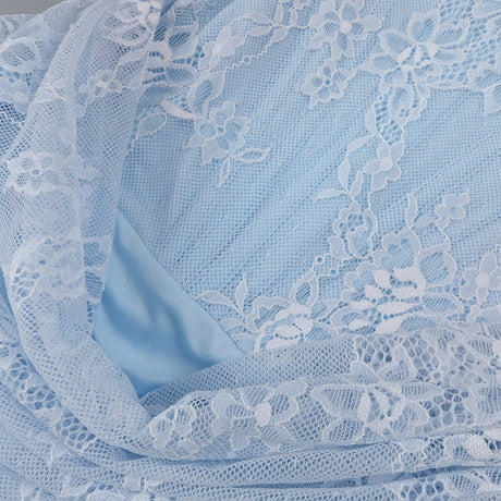 Angélique One Shoulder Draped Lace Maxi Dress / Blue