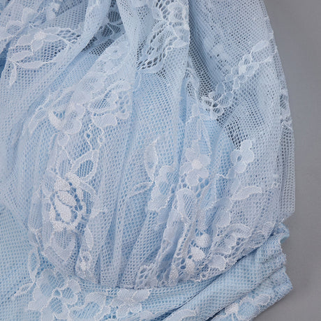 Angélique One Shoulder Draped Lace Maxi Dress / Blue