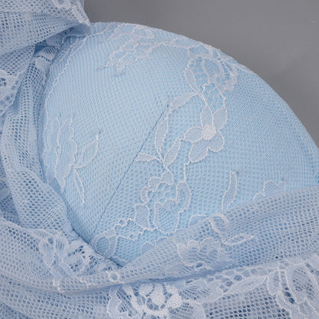 Angélique One Shoulder Draped Lace Maxi Dress / Blue