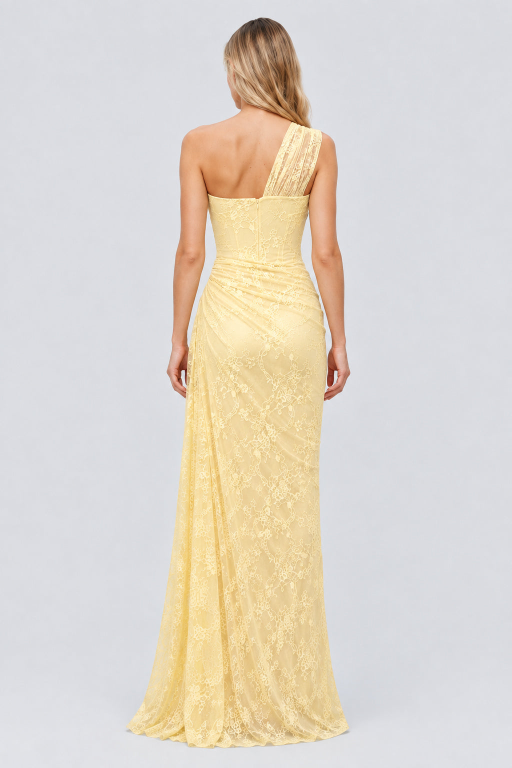Angélique One Shoulder Draped Lace Maxi Dress - Yellow_-_selmori.com_-_02
