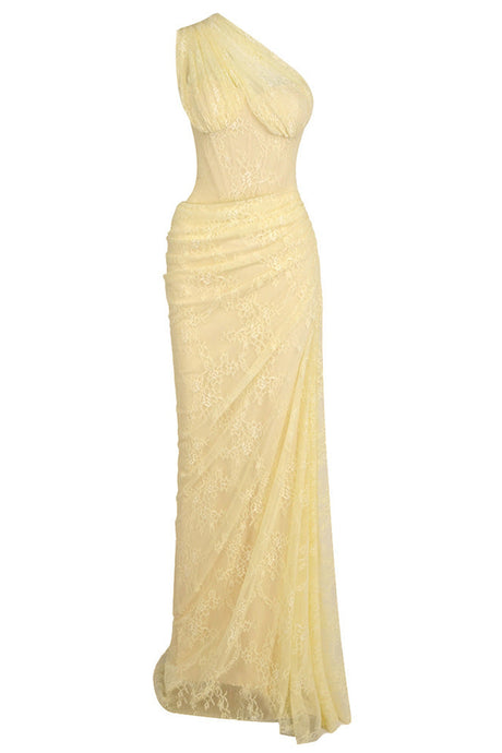Angélique One Shoulder Draped Lace Maxi Dress - Yellow_-_selmori.com_-_03