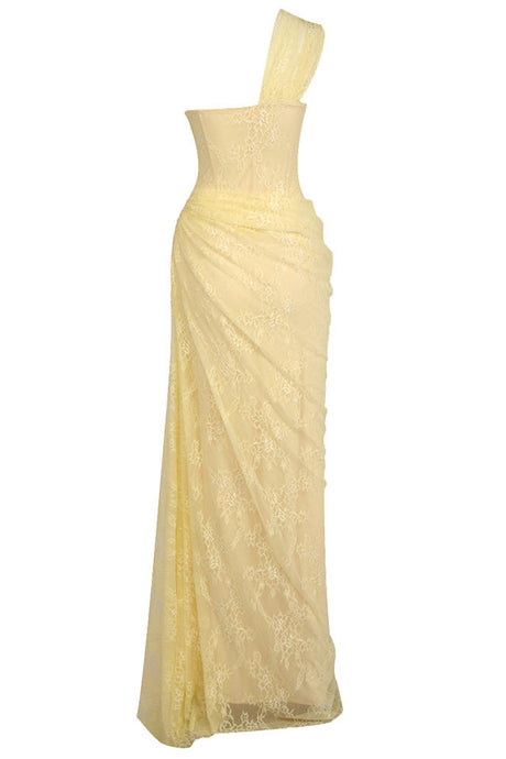 Angélique One Shoulder Draped Lace Maxi Dress - Yellow_-_selmori.com_-_04