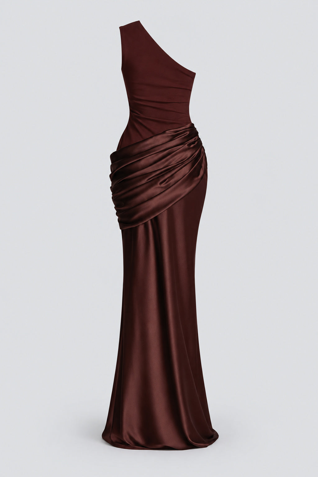 Auréliane One Shoulder Draped Satin Maxi Dress - Brown_-_selmori.com_-_04
