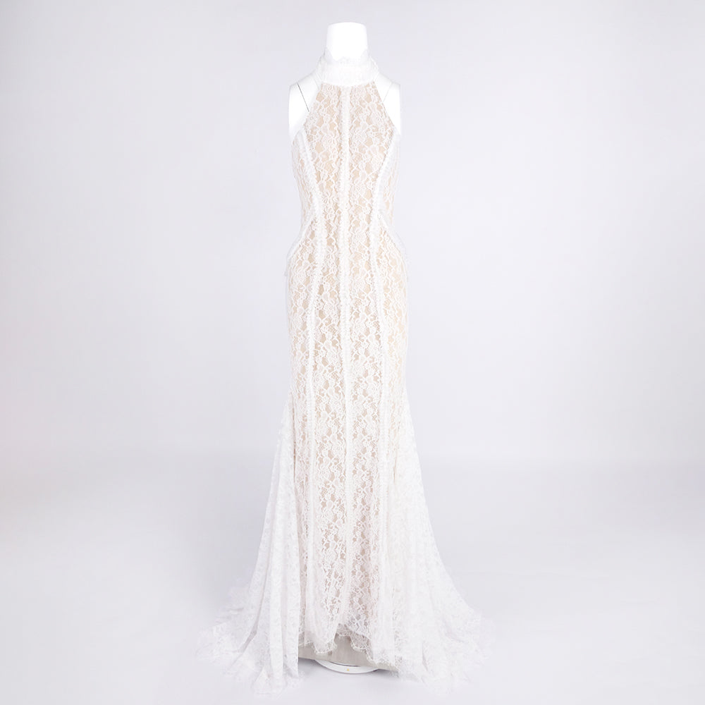 Selmori Tatiana Halter Backless Maxi Dress White