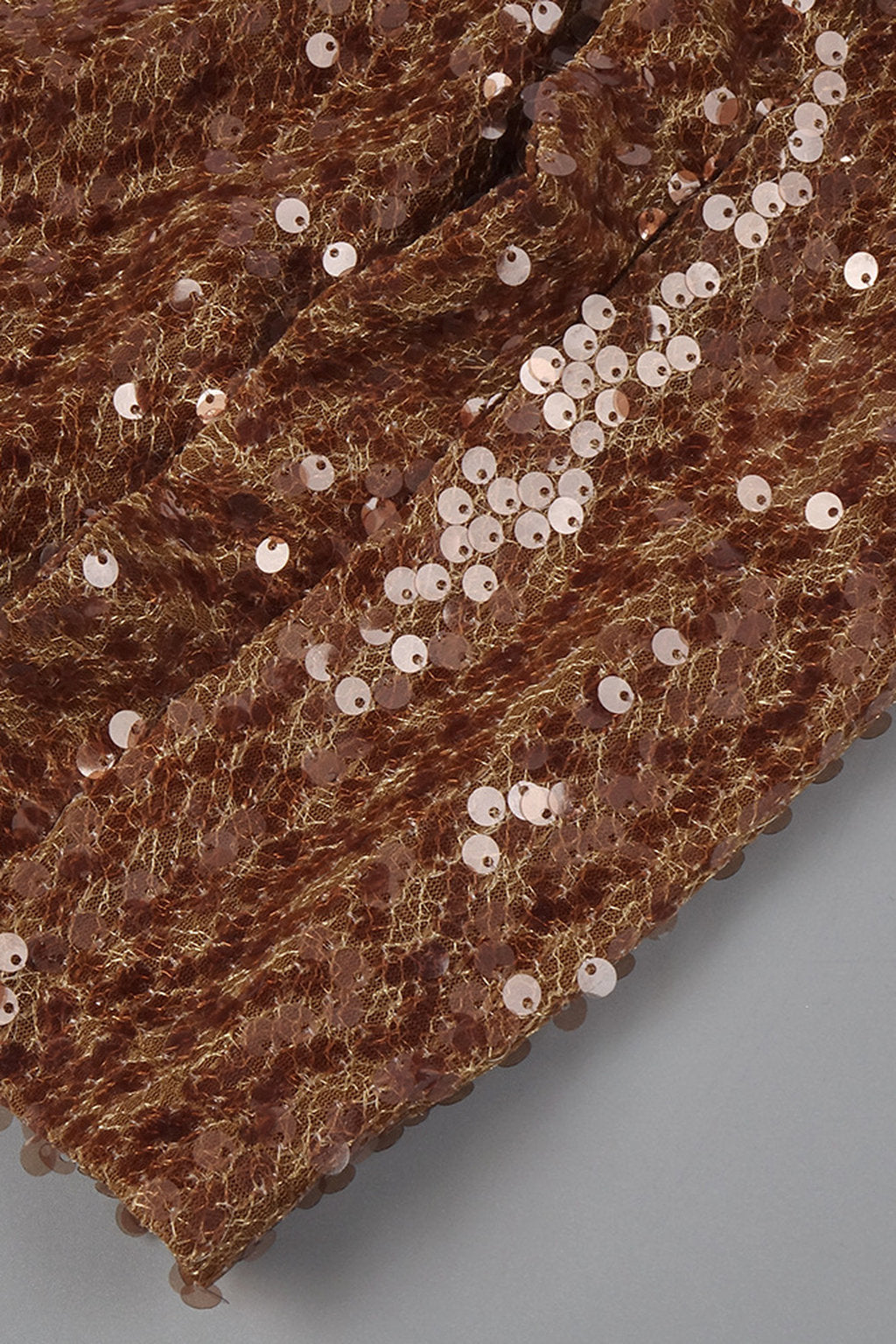 Calanthe Strapless Rosette Sequin Mini Dress - Khaki_-_selmori.com_-_10