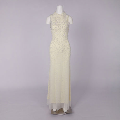 Ciselée Pearl Beaded Open Back Mermaid Maxi Dress