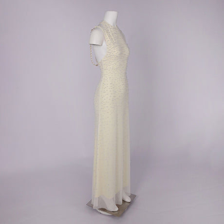 Ciselée Pearl Beaded Open Back Mermaid Maxi Dress