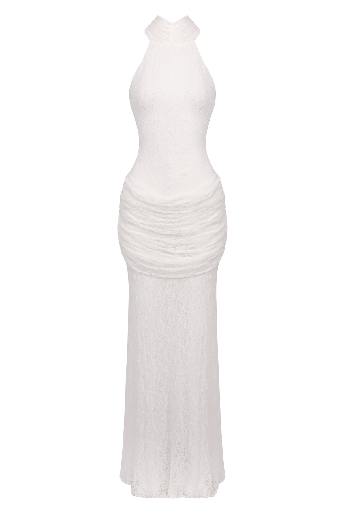 Cléophée Lace Halter Ruched Maxi Dress - White_-_selmori.com_-_03