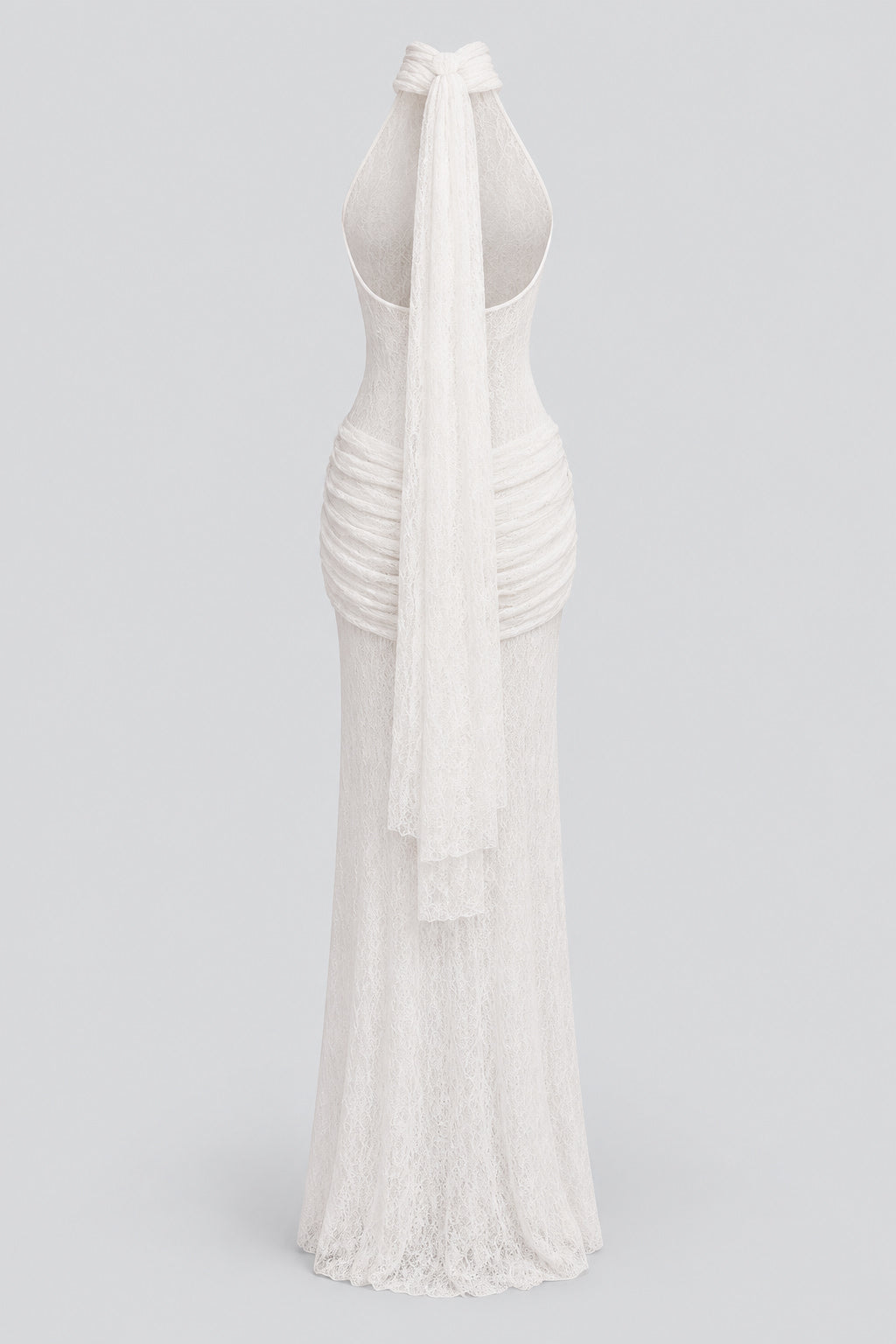 Cléophée Lace Halter Ruched Maxi Dress - White_-_selmori.com_-_04