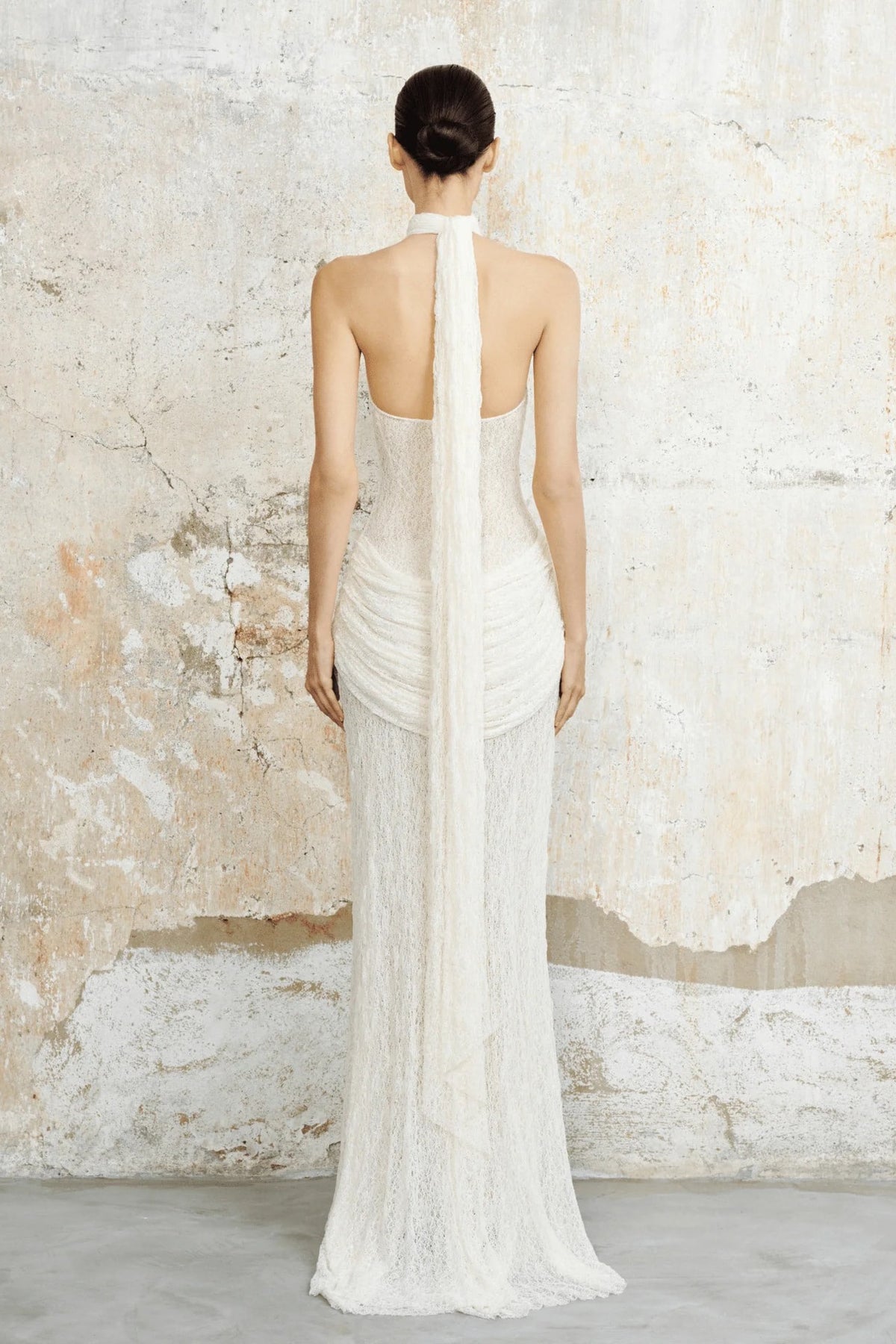 Cléophée Lace Halter Ruched Maxi Dress - White_-_selmori.com_-_13
