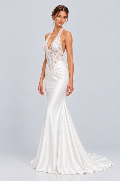 Cyréliane Halter Lace Satin Fishtail Maxi Dress - White_-_selmori.com_-_05