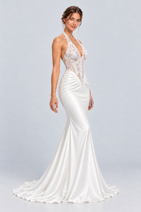 Cyréliane Halter Lace Satin Fishtail Maxi Dress - White_-_selmori.com_-_06