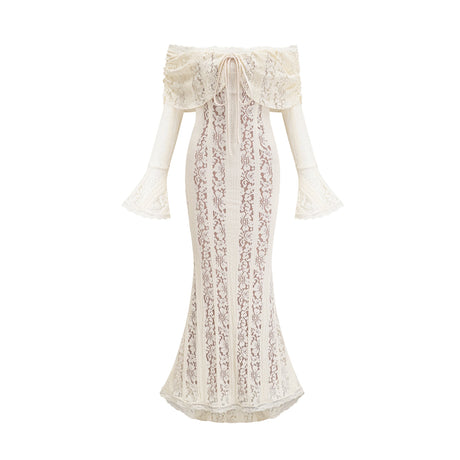 Sirène Off Shoulder Lace Maxi Dress
