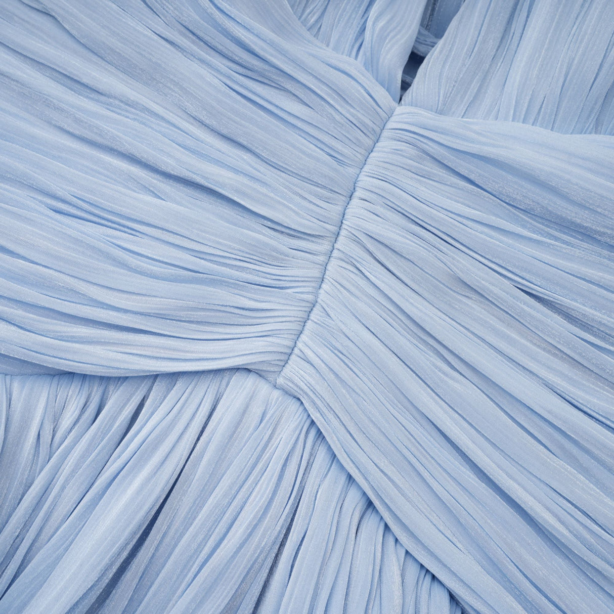 Vraie Plunging V-Neck Pleated Maxi Dress / Blue