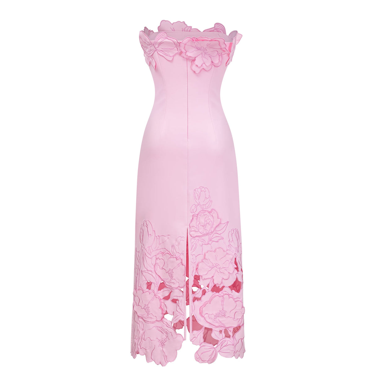 Talisman Pink Strapless Floral Embroidered Maxi Dress