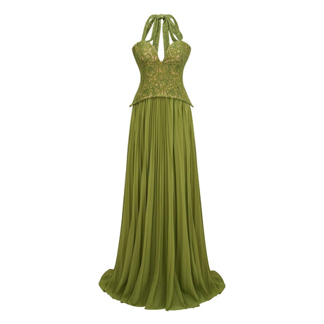 Selmori Isaline Emerald Corset Maxi Dress