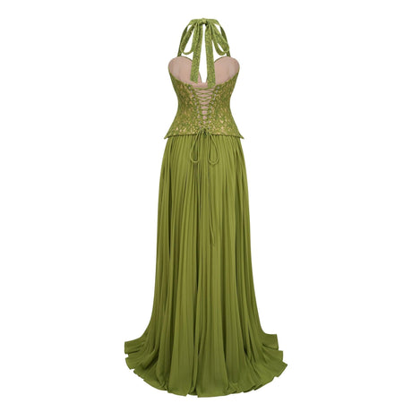 Selmori Isaline Emerald Corset Maxi Dress
