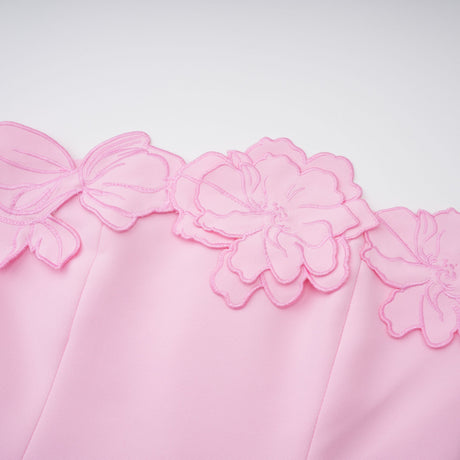 Talisman Pink Strapless Floral Embroidered Maxi Dress