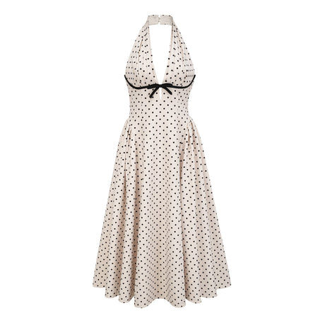 Selmori Estelle White Polka Dot Midi Dress